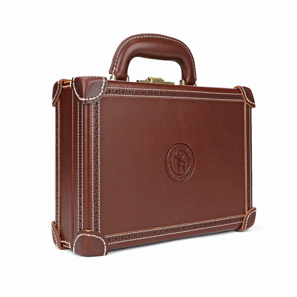 TOURBON Étui rigide en cuir pour pistolet, boîte de rangement verrouillable pour arme de poing pour hommes et femmes