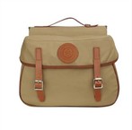 Sacoche Double Toile Et Cuir Kaki