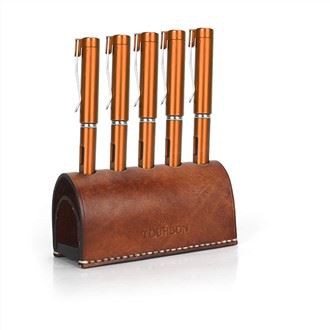 Haut de gamme Porte-crayon stylo en cuir véritable Organisateur 5 Supports Rangement