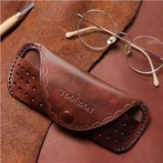 Étui à lunettes en cuir avec boucle de ceinture